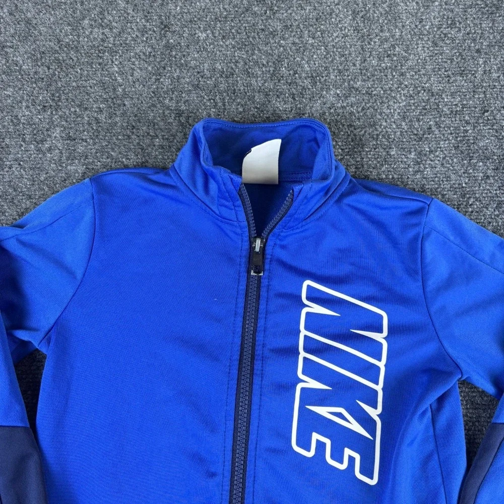 Nike‎ Track Jacket Boys 7 Blue Logo Mock Neck Long Sleeve Full Zip Performance
